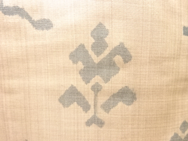 JAPANESE KIMONO / ANTIQUE HITOE KIMONO / MEISEN / SILK / WOVEN ABSTRACT FLOWERS